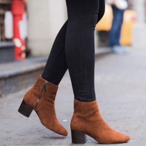 THURSDAY BOOT COMPANY Paloma Spice Suede Casual Boots Size 9 Block Heel Side Zip - Picture 1 of 15